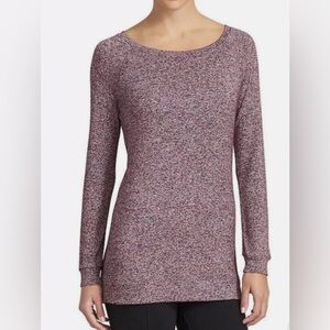 Athleta Pose Burgundy & White Heathered Marled Knit Pose Sweater Size Small